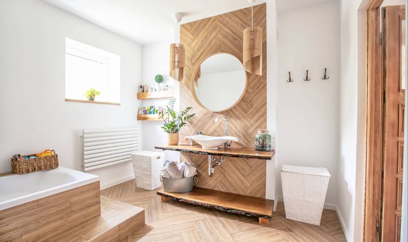 Incorporate Wooden Accents - Trendy Bathroom Designs
