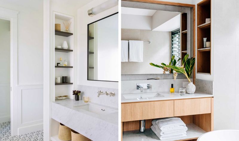 Install Built-in Wall Nooks - Trendy Bathroom Designs