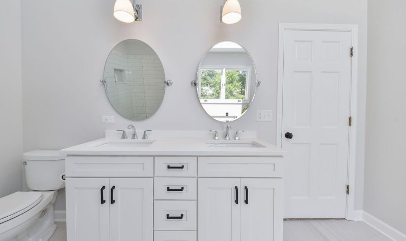 White Double Vanities With Light - Bathroom Vanity ideas