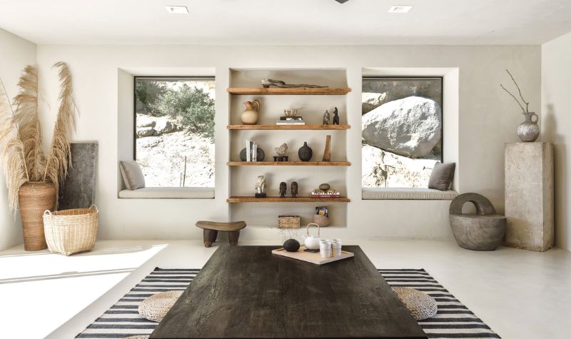 Open Shelves in Wabi Sabi design